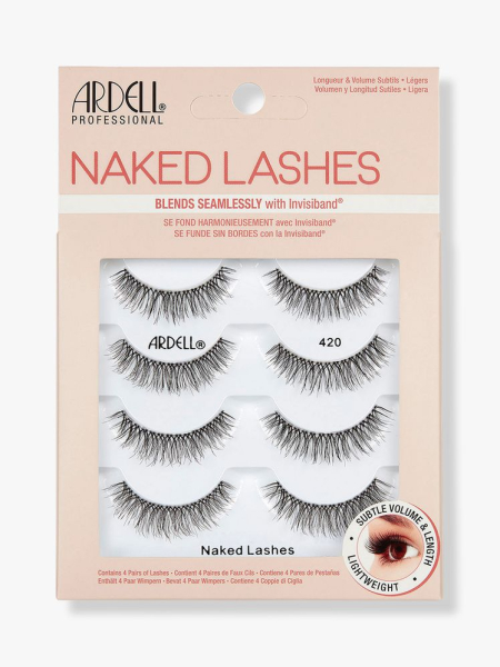 Ardell Naked False Lashes #420 Multipack peach box of false lashes on light gray background